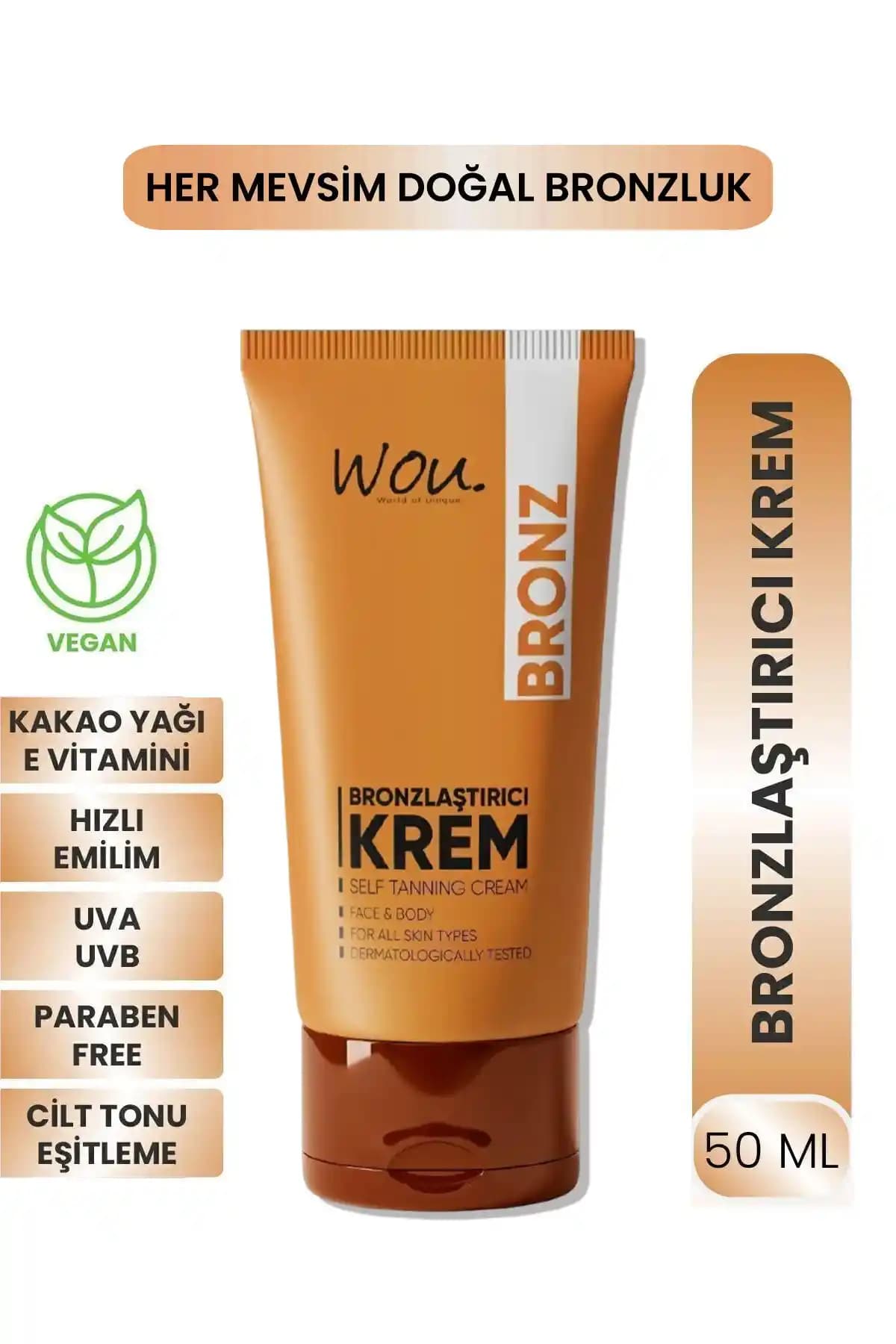 WOU Güneşsiz Bronzlaştırıcı ve Nemlendirici Krem: Doğal Parlaklık Sağlayan Bakım Ürünü