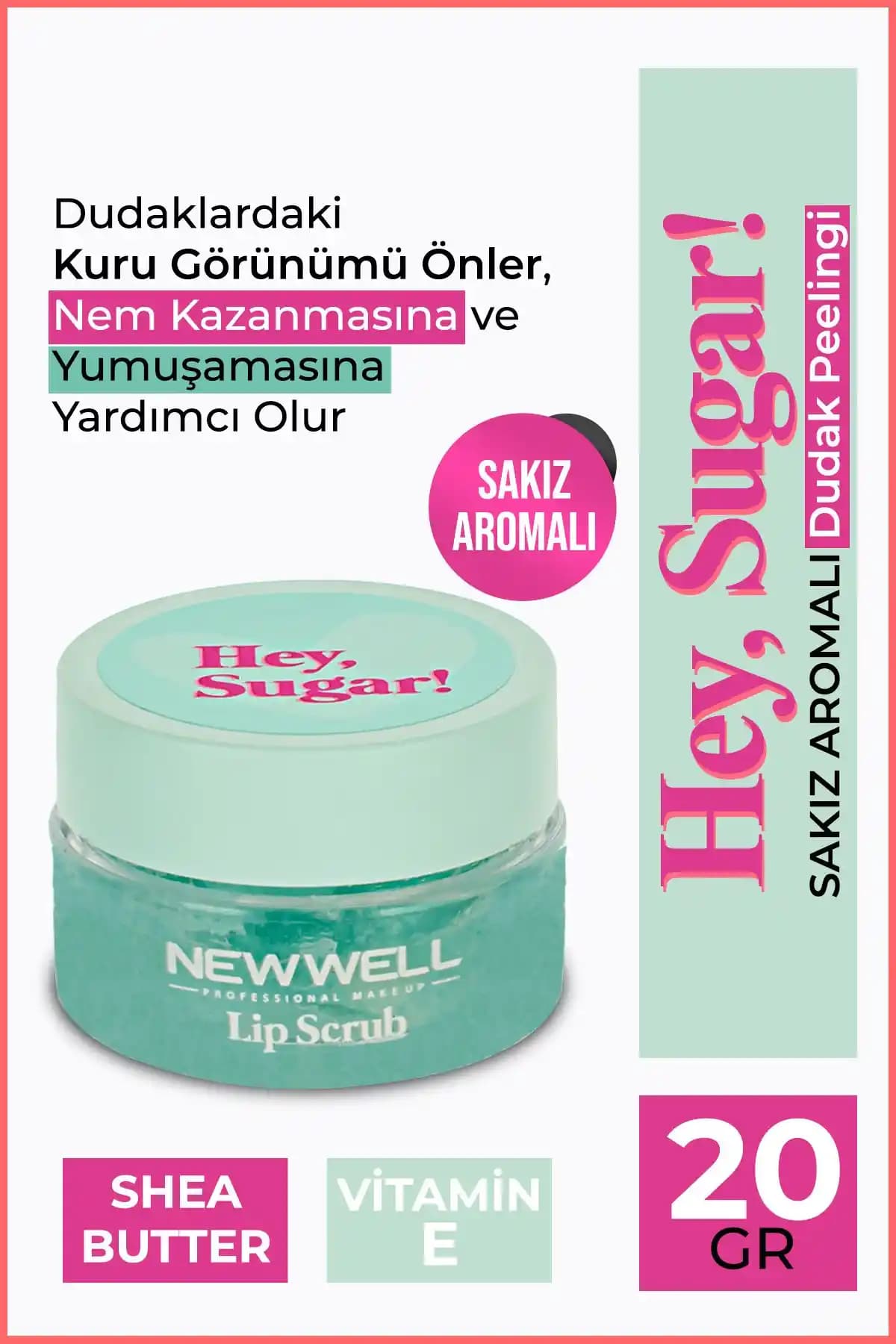 Yeni Well Hey Sugar Sakız Aromalı Dudak Peelingi ile Nemli ve Parlak Dudaklara Kavuşun