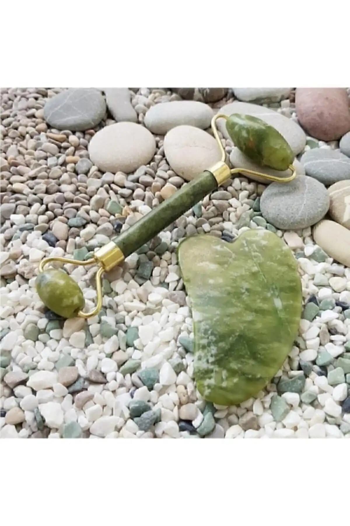 Yeşim Taşlı Yüz Masaj Seti Gua Sha ve Face Roller ile Doğal Güzellik