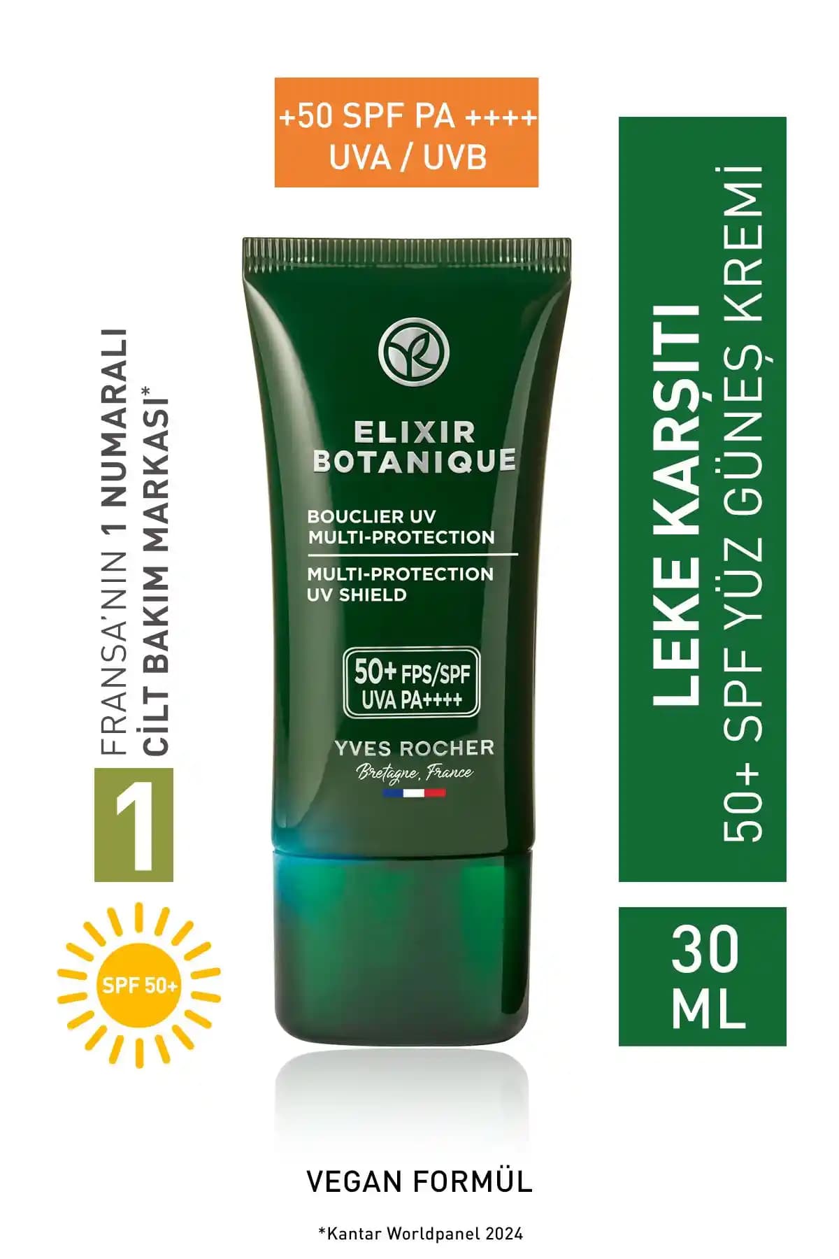 Yves Rocher Bitkisel Antioksidan Elixir Botanique Güneş Koruyucu SPF 50+ ve Nemlendirici Çözüm