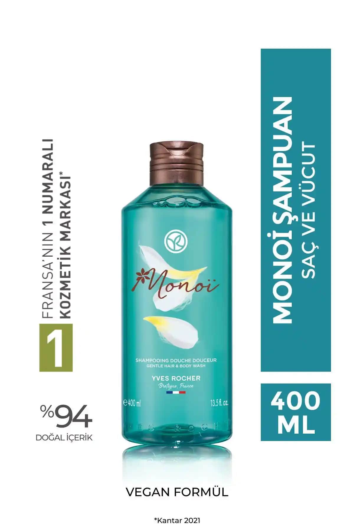 Yves Rocher Monoi Saç ve Vücut Şampuanı Tropikal Aromasıyla Çok Yönlü Temizlik Ürünü