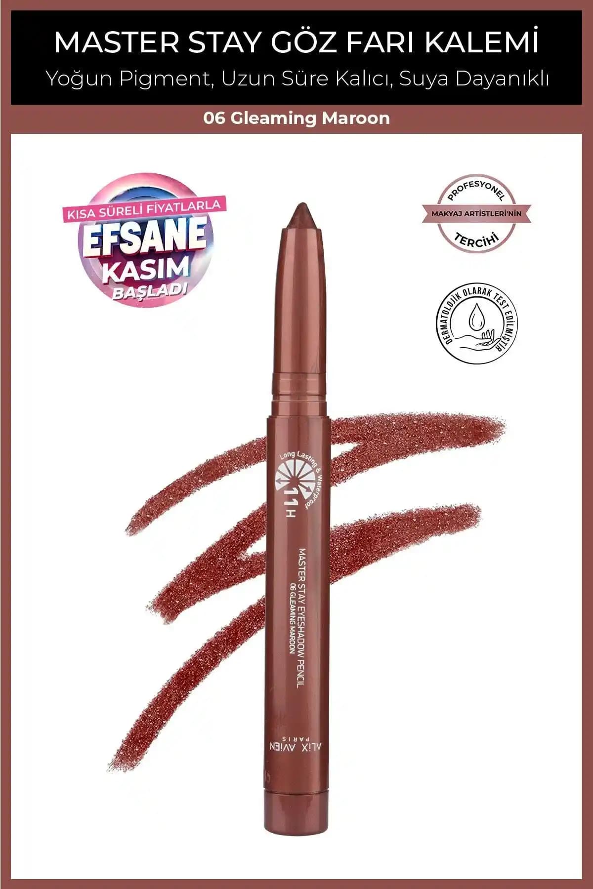 Alix Avien Master Stay 06 Gleaming Maroon Göz Kalemi: Uzun Süreli ve Suya Dayanıklı Makyaj Ürünü