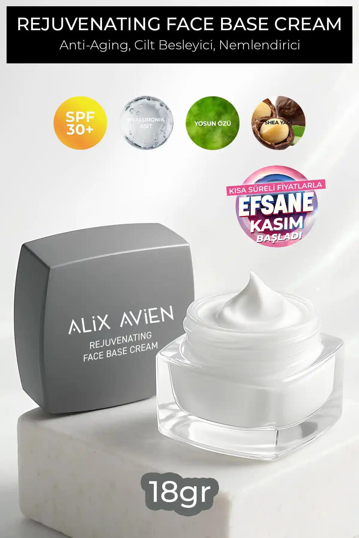 Alix Avien Rejuvenating Face Base Cream SPF 30 Çok Amaçlı Gençleştirici Makyaj Bazı