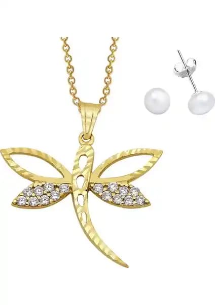 AltınSepeti Yusufçuk Temalı Altın Kolye ve Küpe Seti Zarif ve Anlamlı Tasarım