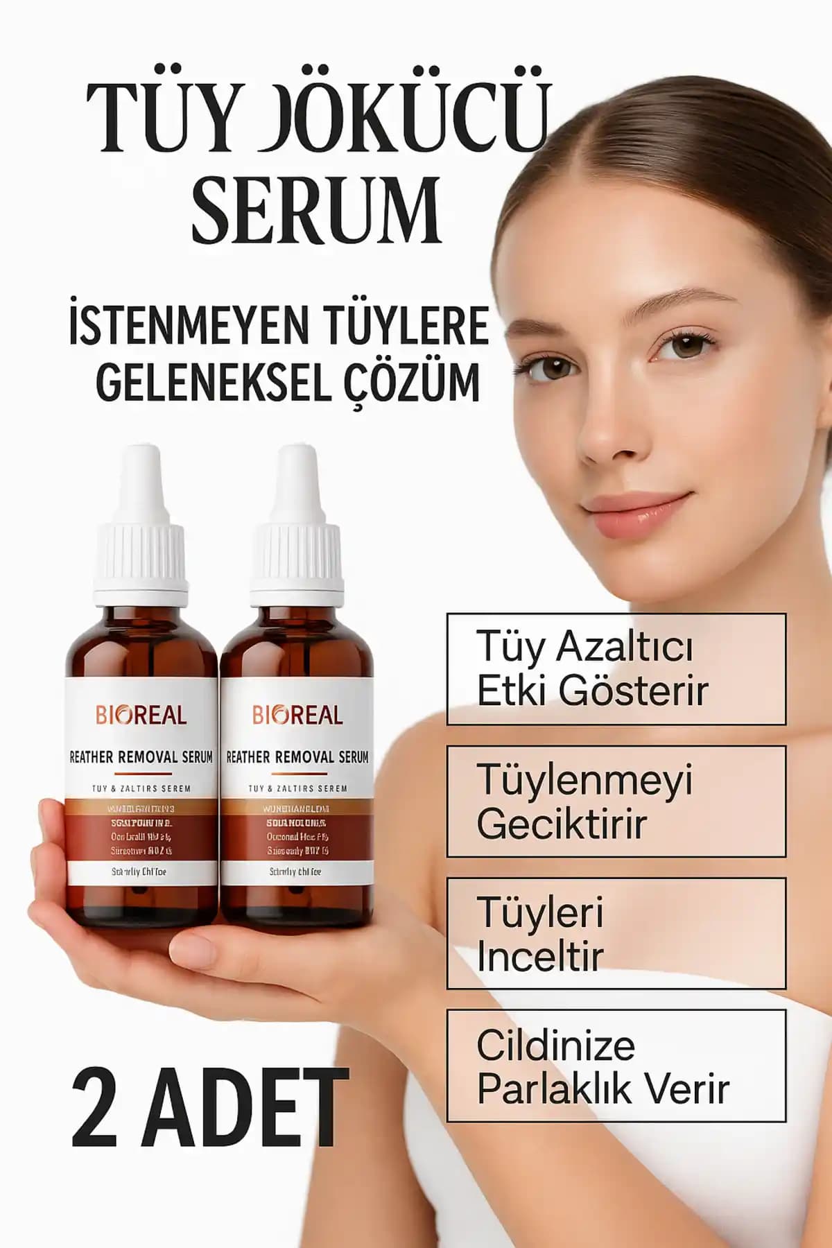 BİOREAL Tüy Azaltıcı Serum Kalıcı Çözüm Sunan Doğal İçerikli Ürün