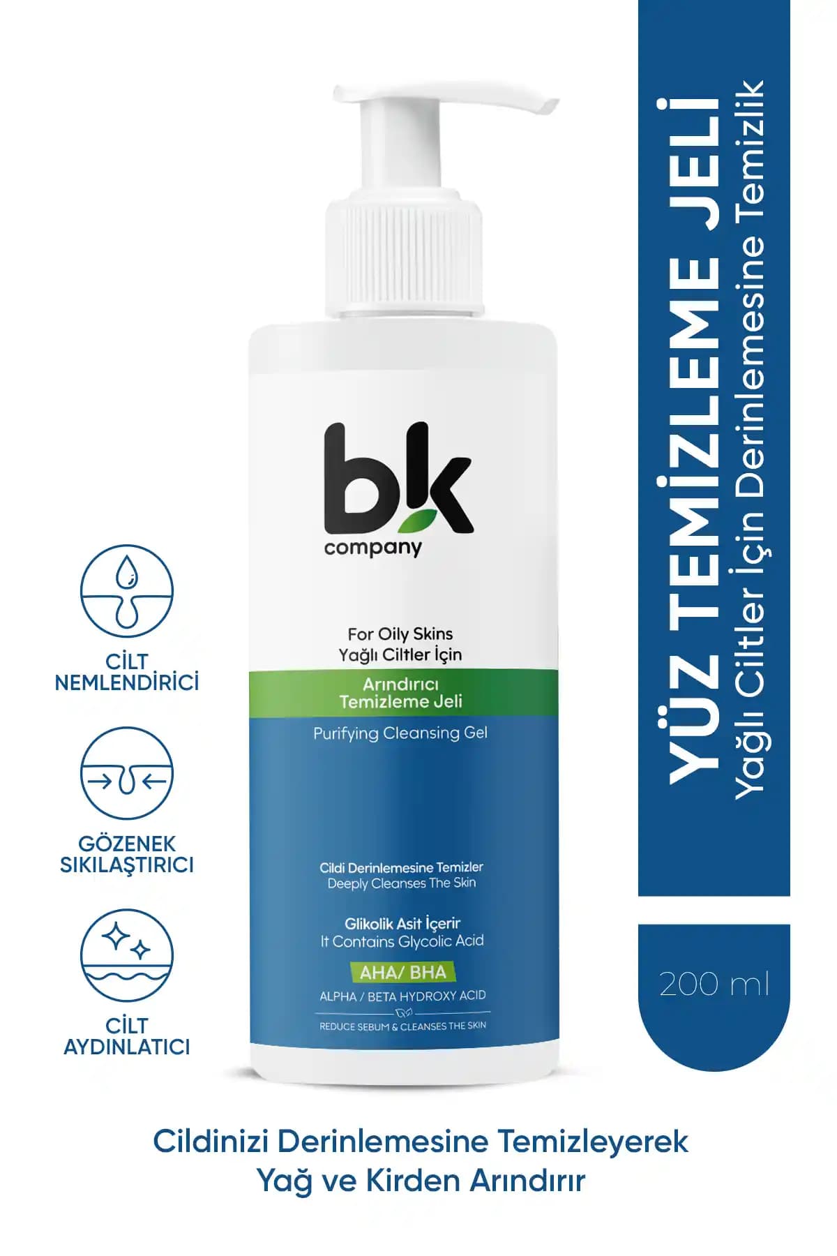 BK COMPANY Doğal Arın<dı>rıcı Yüz Temizleme Jeli: Yağlı ve Akneye Eğilimli Ciltler İçin Güvenilir Temizlik Çözümü