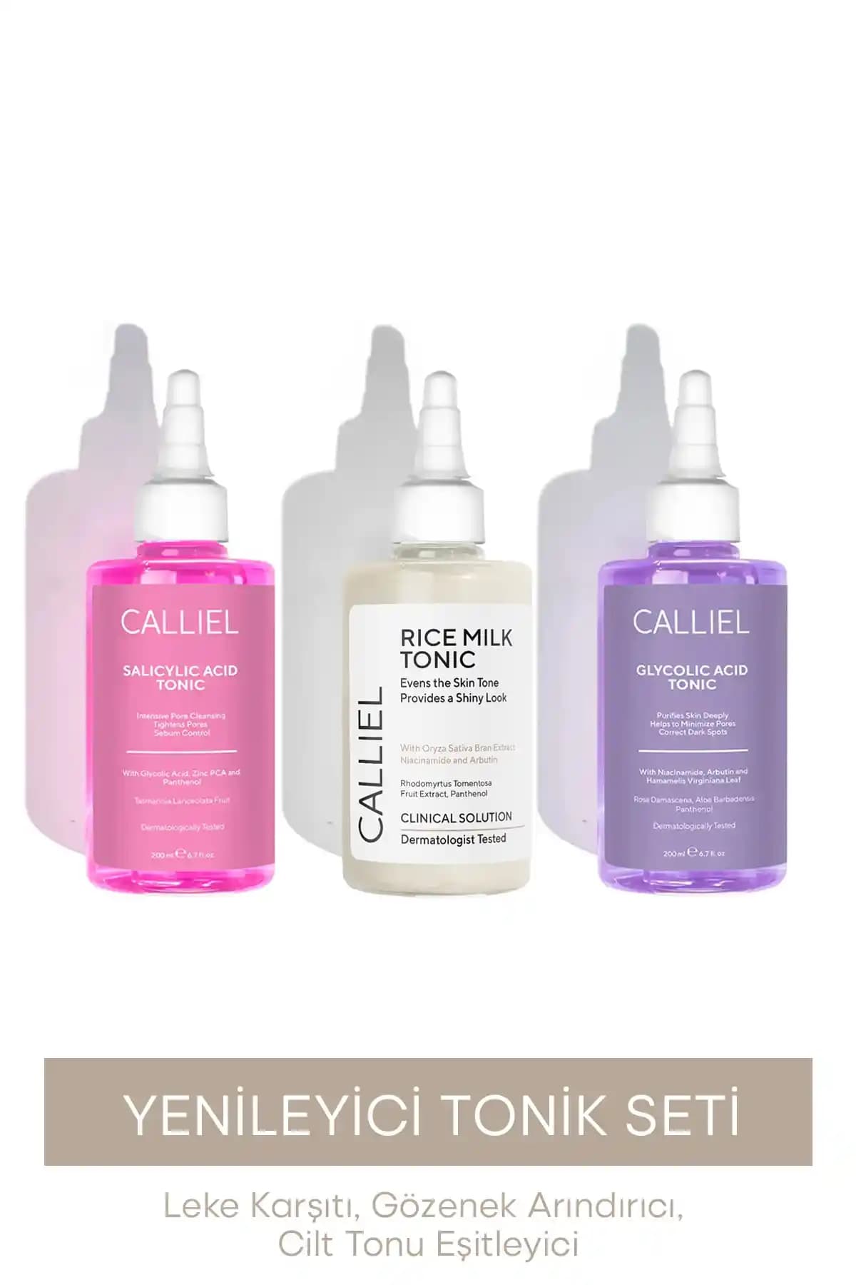 Calliel Aydınlatıcı ve Arındırıcı Leke Karşıtı Tonik Seti - Güçlü ve Güvenilir Cilt Bakımı