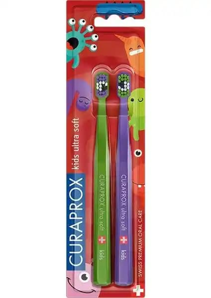 Curaprox Bakteria Kids Ultra Soft Çocuk Diş Fırçası Seti Hassas Temizlik ve Renkli Tasarım