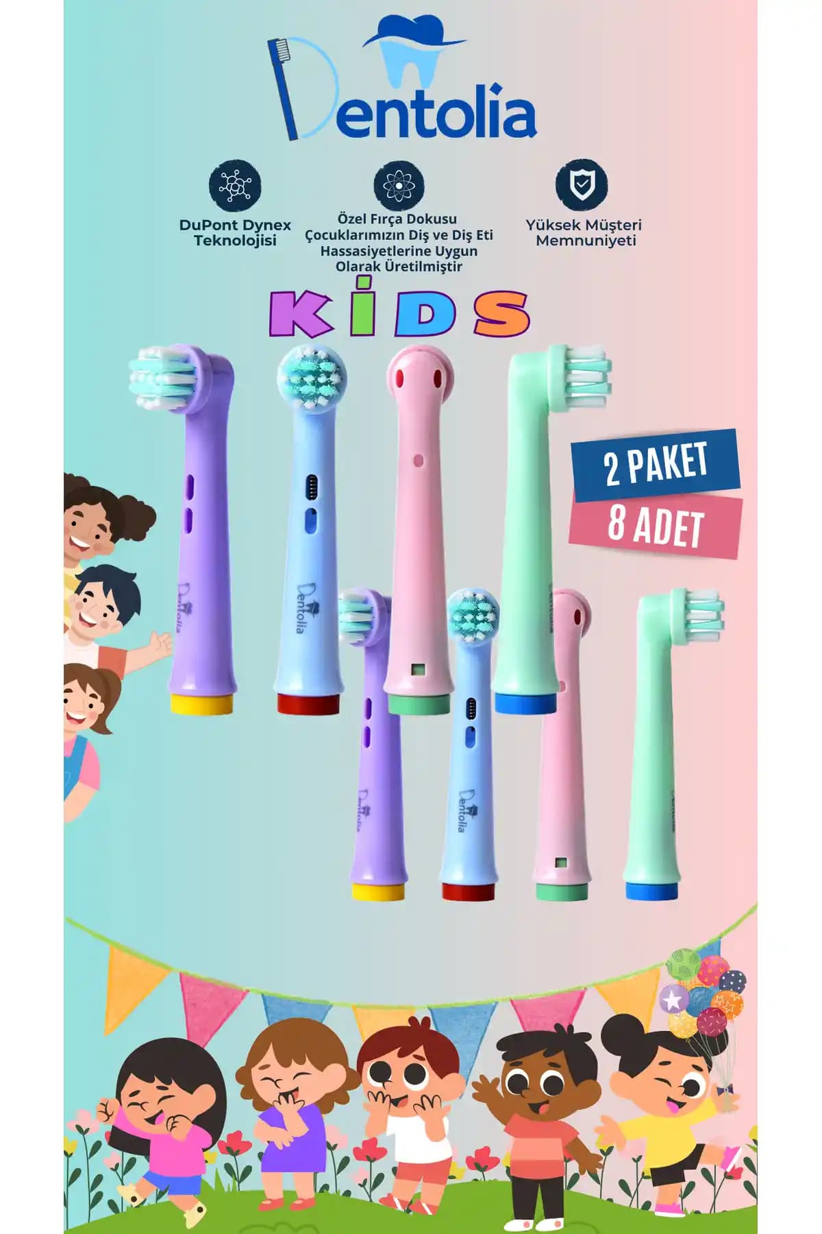 Dentolia Çocuklar İçin Oral-B Uyumlu Yedek Başlıklar: Güvenli ve Etkili Diş Bakımı