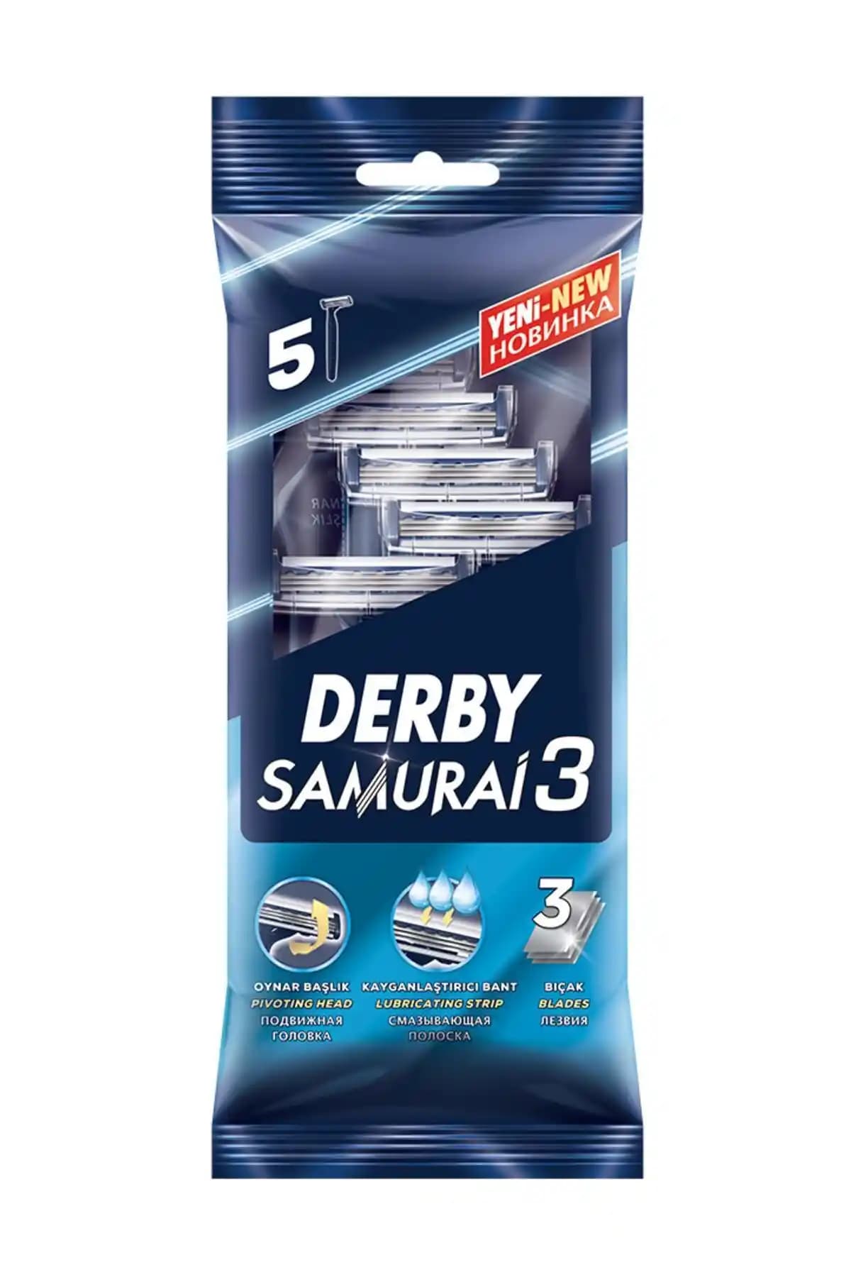 Derby Samurai 3 Bıçak 5'li Yedek: Hassas Ciltler İçin Güvenli ve Konforlu Tıraş Bıçakları
