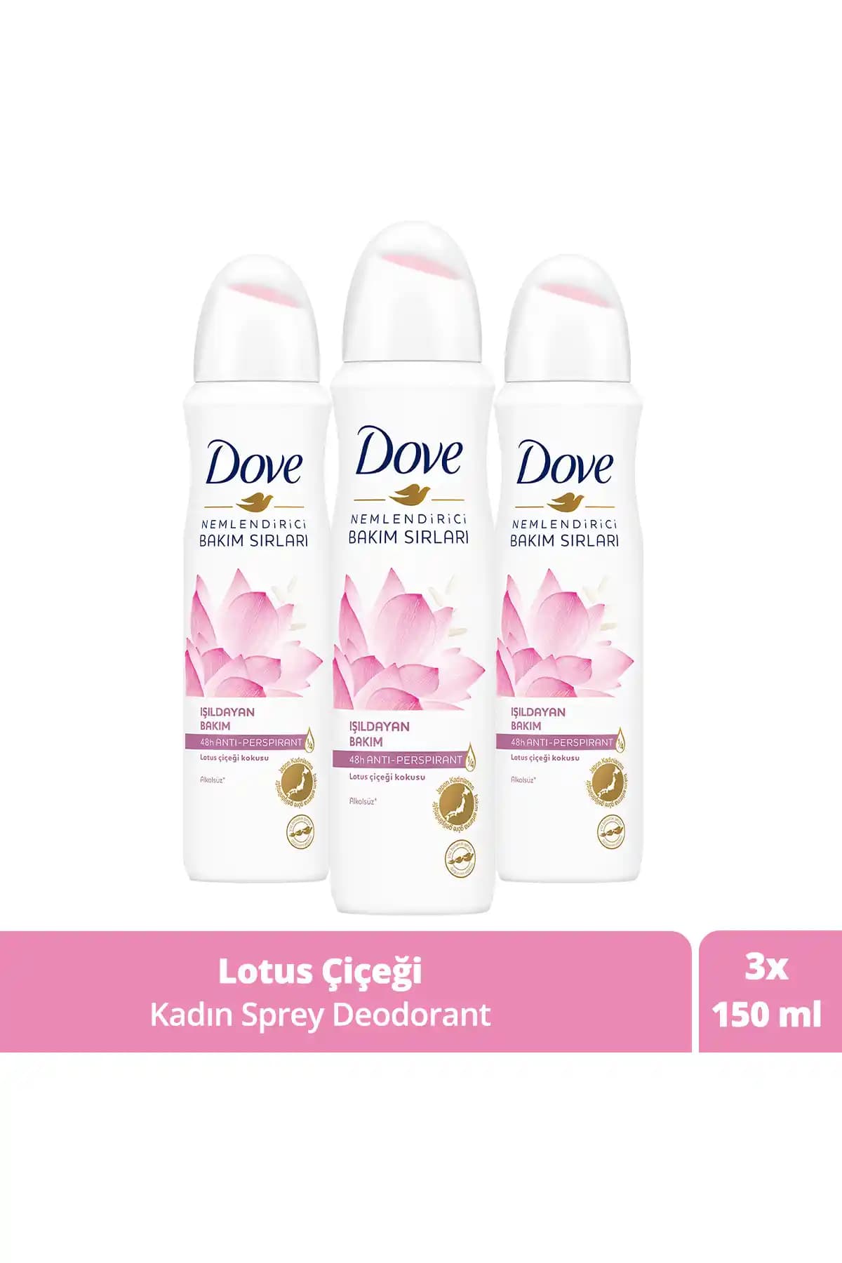 Dove Kadın Sprey Deodorant Işıldayan Bakım Lotus Çiçeği Kokusu 150 ml