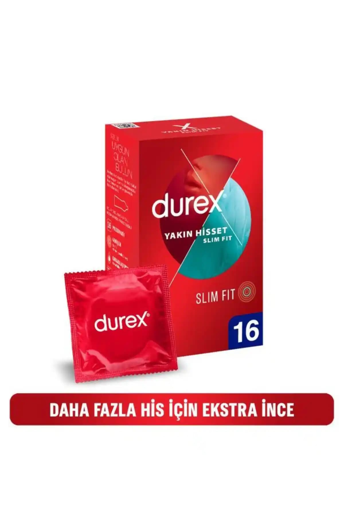 Durex Yakın Hisset 16'lı Slim Fit Prezervatif: Güvenli ve Doğal His Sunan Ürün