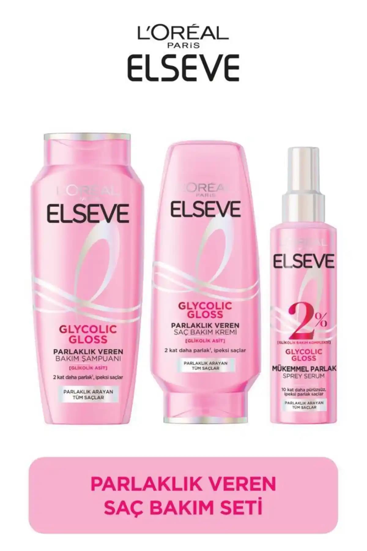 Elseve Glycolic Gloss Saç Bakım Seti Parlaklık ve Yükseklik Sağlayan Güvenilir Ürünler