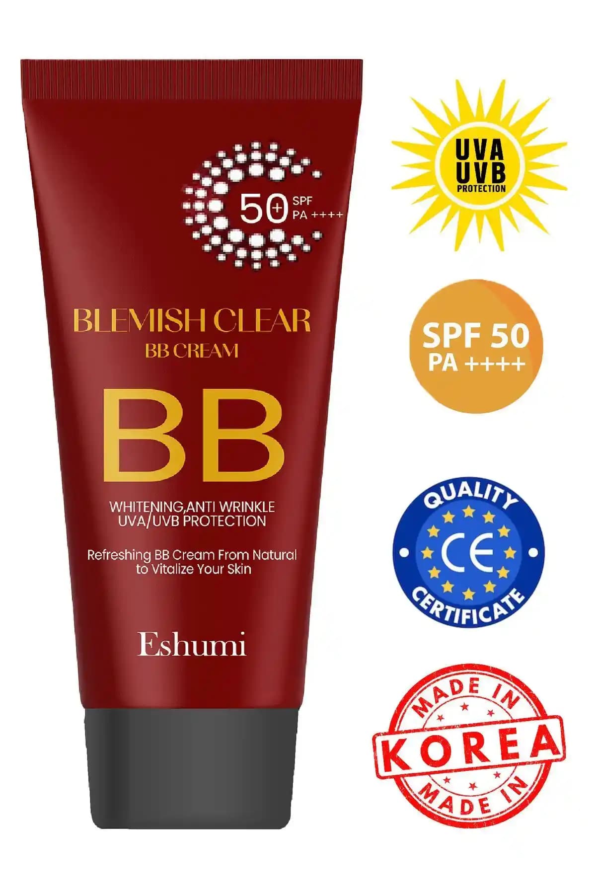Eshumi BB Güneş Kremi SPF 50 PA++ Çok Yönlü Koruma ve Doğal Güzellik Sağlar