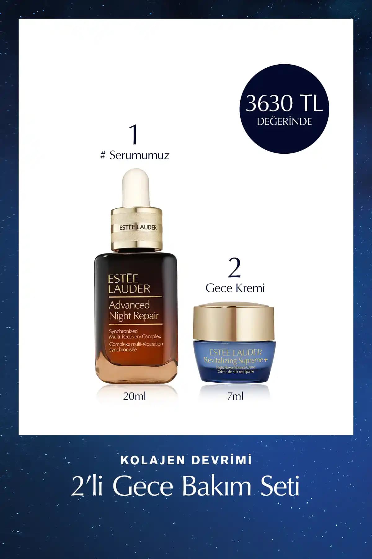 Estée Lauder Kolajen Devrimi 2'li Gece Bakım Seti: Yaşlanma Karşıtı ve Nemlendirici Etkili Cilt Bakımı