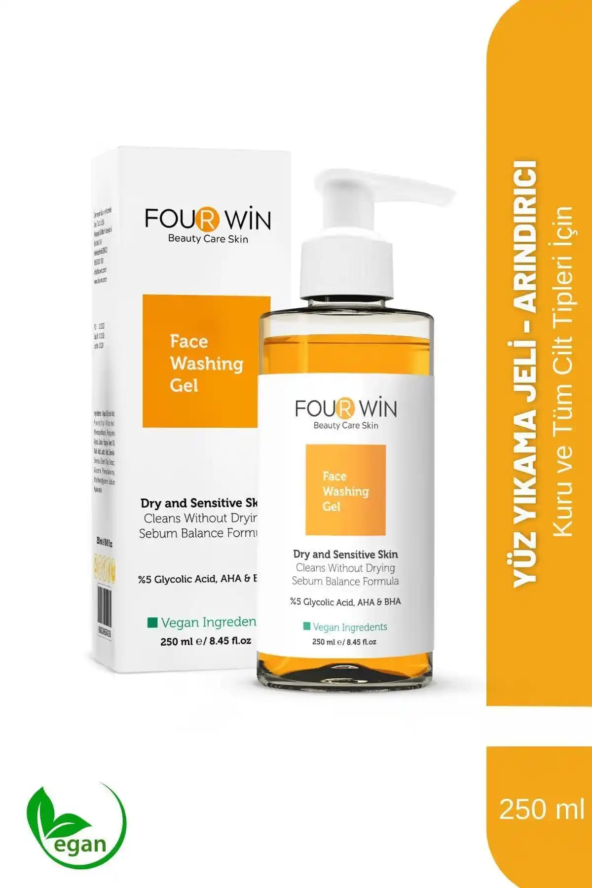 Four Win Hassas ve Kuru Ciltler İçin Yüz Yıkama Jeli Doğal Temizlik ve Bakım Çözümü