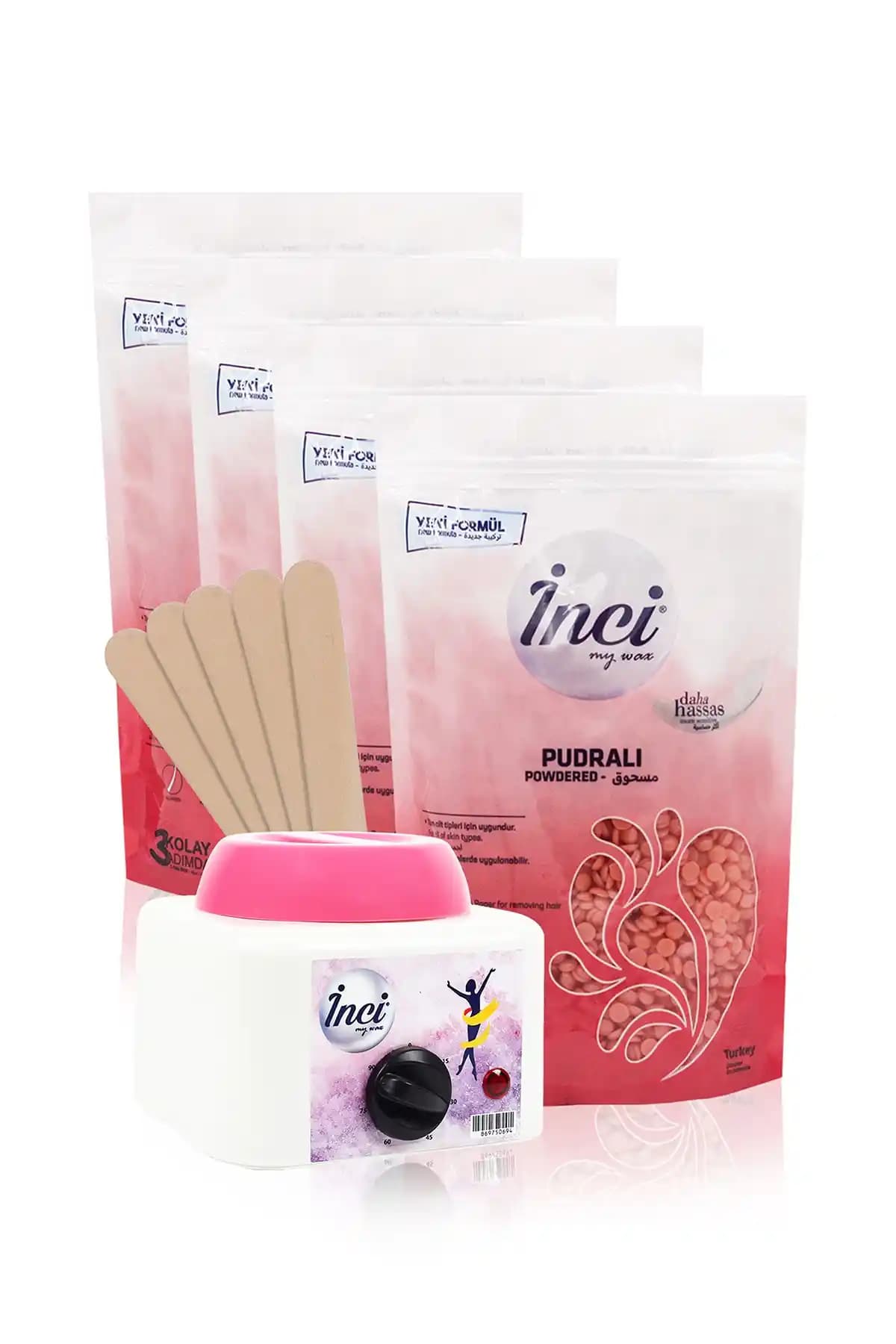 İnci Ağda 4 Kutu Pudralı ve Çeşitli Formülleriyle Hassas Bölgeler İçin Uygun Ağda Seti