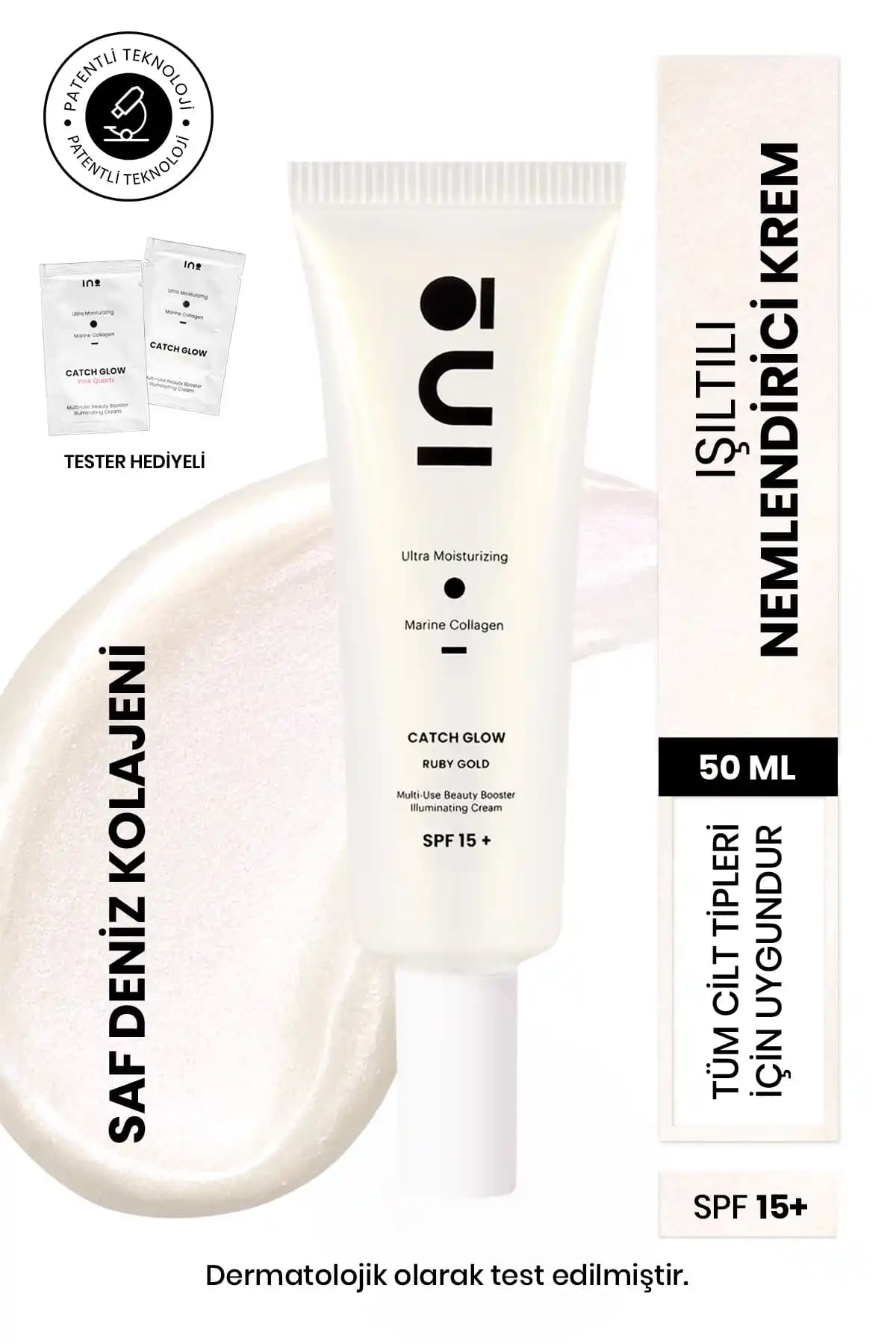 INO Kozmetik Ruby Gold Işıltılı Nemlendirici ve Güneş Koruyucu Yüz Kremi 50 ml