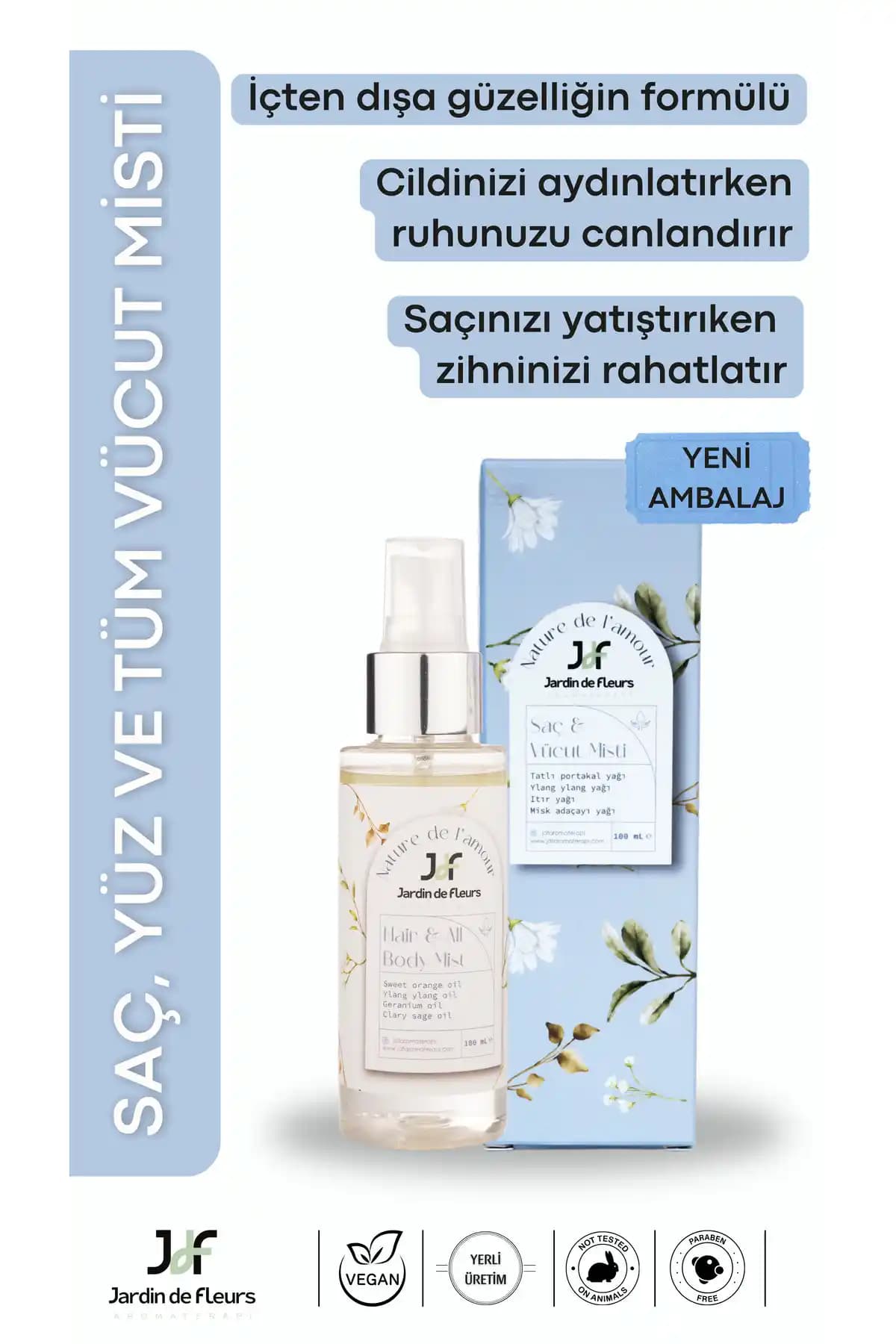 Jardin de Fleurs Nature De L'amour: Doğal İçeriklerle Ferahlatıcı Saç ve Vücut Spreyi