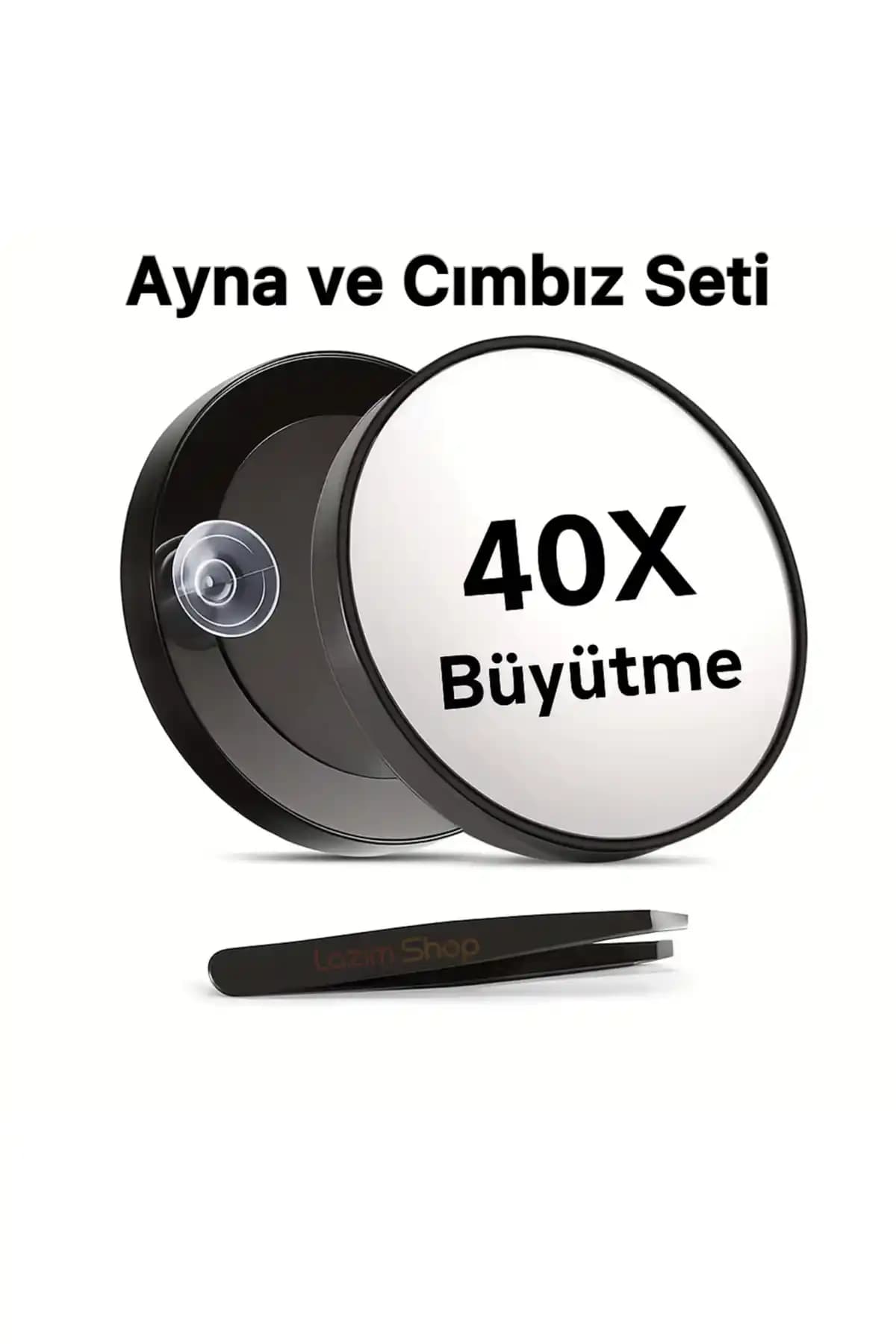 Lazım Shop Büyüteçli Ayna ve Cımbız Seti 40x Detaylı Bakım ve Makyaj Araçları
