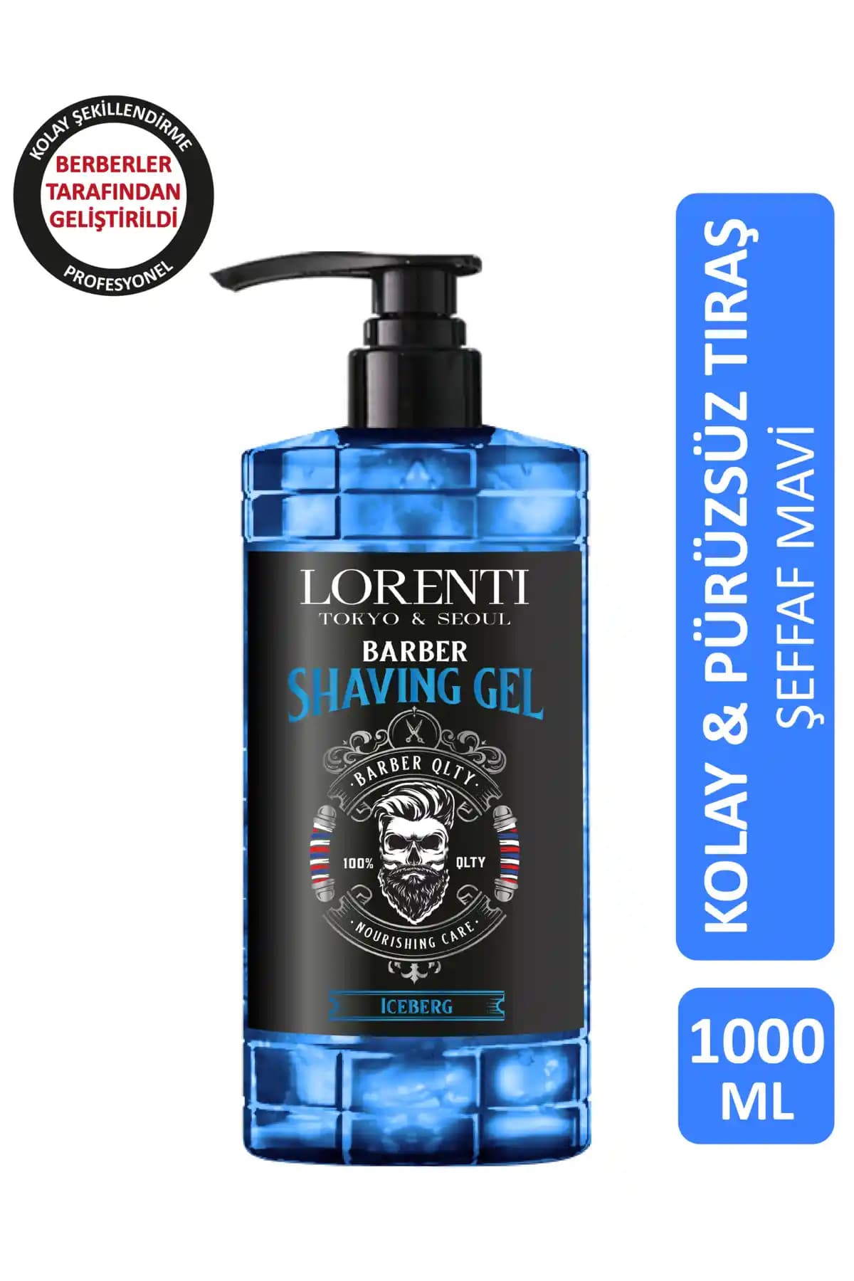 Lorenti Iceberg Şeffaf Mavi Fresh Sakal Jeli: Hassas Ciltler İçin Uzun Süreli Kullanım Tıraş Jeli
