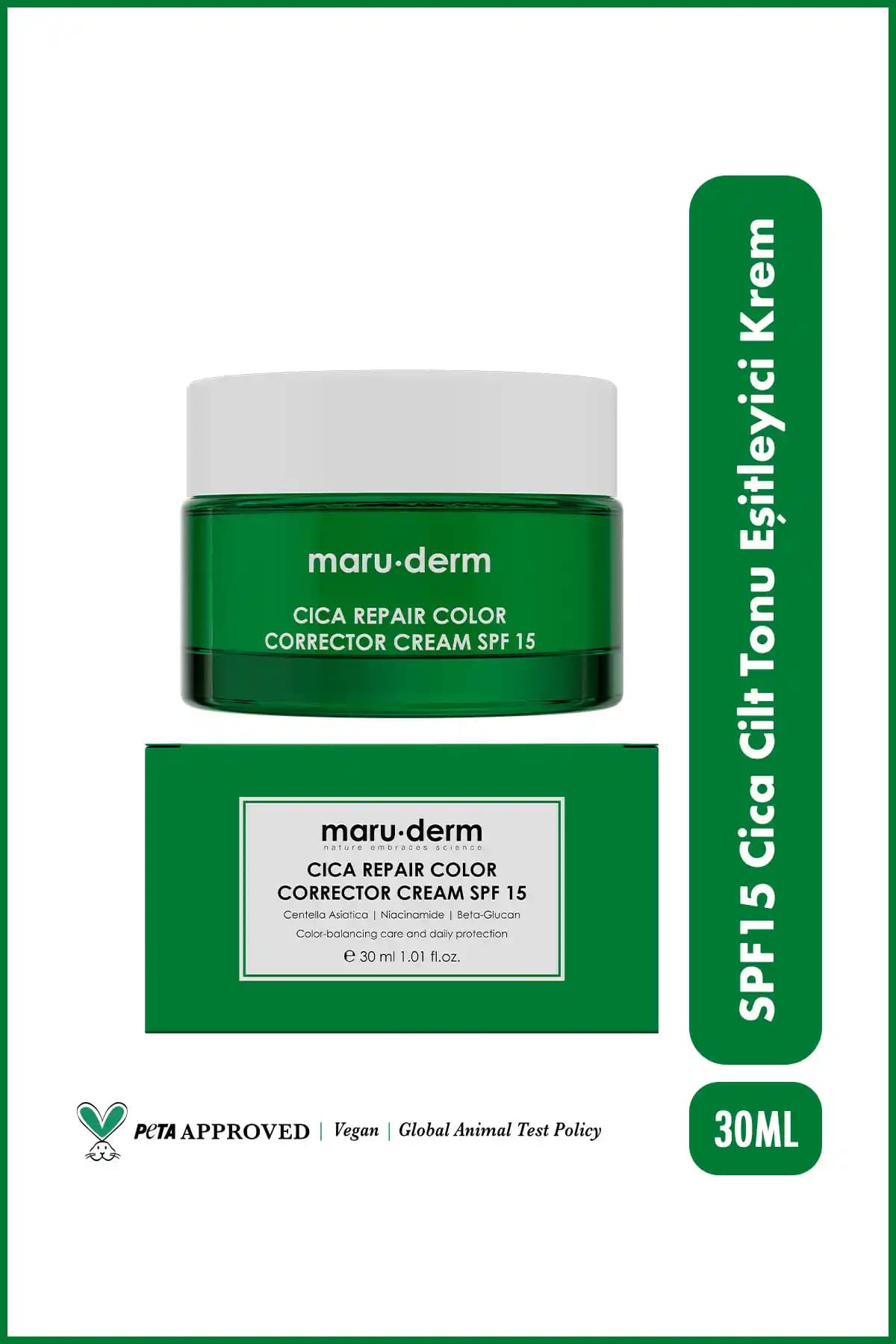 Maru.Derm Cica Cilt Tonu Eşitleyici Krem SPF 15 ile doğal ve sağlıklı cilt bakımı