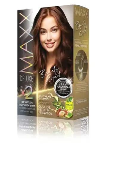 Maxx Deluxe BEAUTY EXPERT 5.77 Sıcak Kahve Saç Boyası Seti Doğal ve Parlak Görünüm İçin