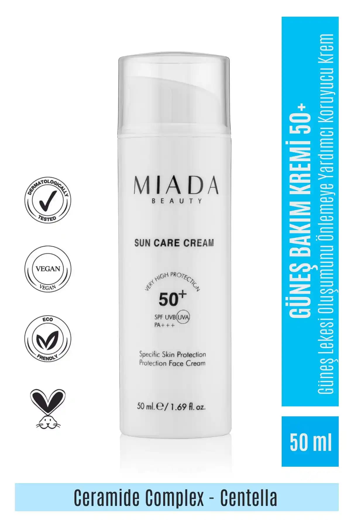 Miada Beauty Güneş Koruyucu ve Nemlendirici SPF50+ Sun Care Cream 50 ml