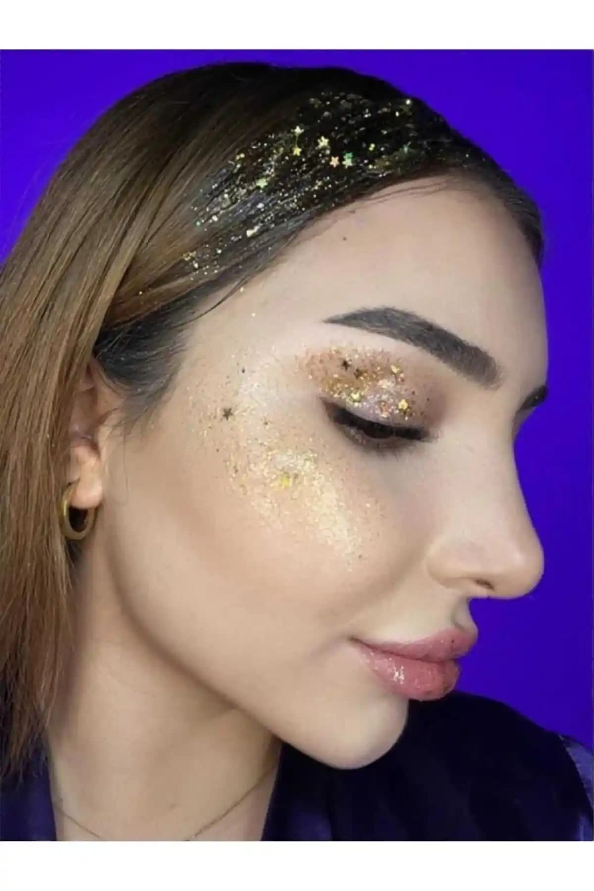 Mov Jel Formlu Parlak Glitter No:3 Dore ile Göz Alıcı Makyaj ve Vücut Süsleme Ürünü