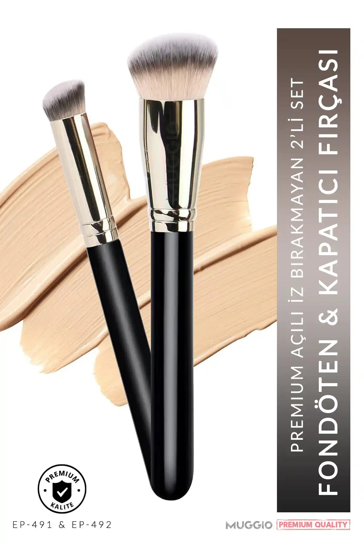 Muggio 2'li Premium Fondöten ve Kapatıcı Kabuki Fırça Seti ile Kusursuz Makyaj Deneyimi