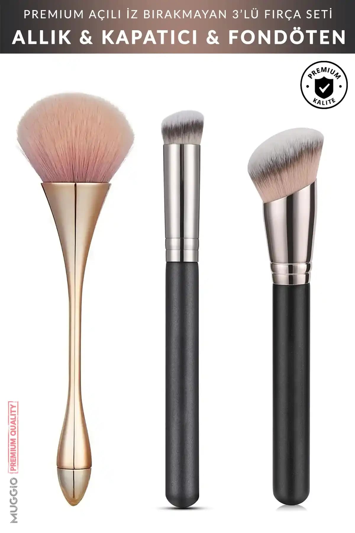 Muggio 3'lü Premium Fırça Seti ile Profesyonel Makyaj Uygulamaları