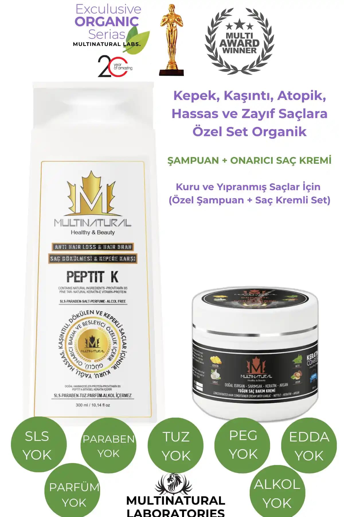 Multinatural Kepek Şampuan ve Saç Bakım Seti: Doğal ve Etkili Saç Sağlığı Çözümü