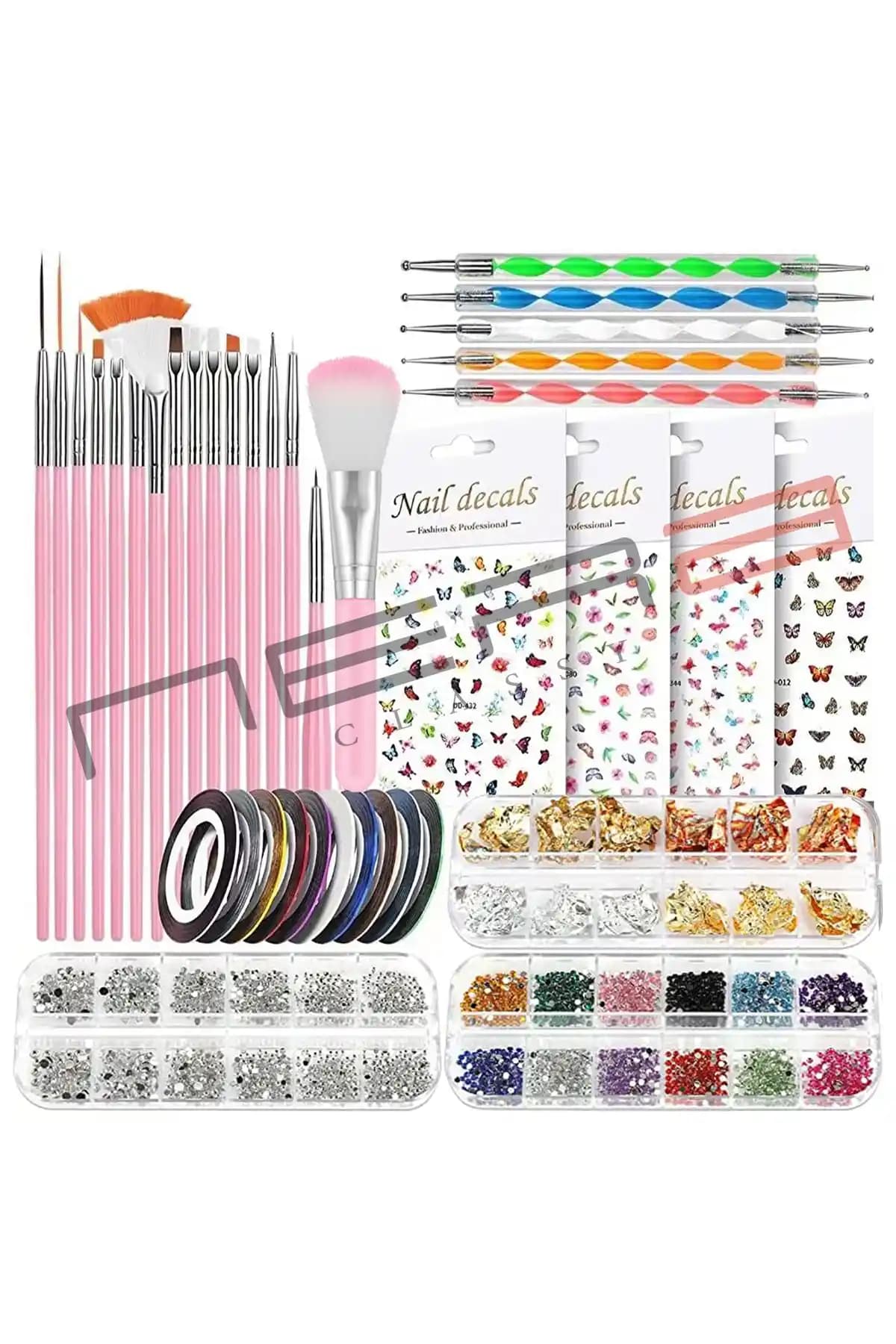 Nera Classy Profesyonel Tırnak ve Göz Vücut Taşı Seti Çok Renkli Yaratıcı Tasarımlar İçin