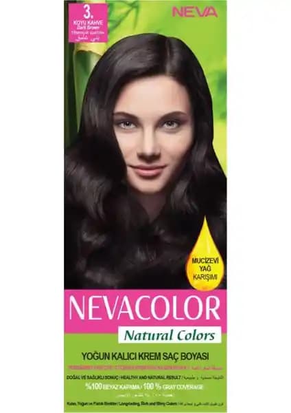 Nevacolor Natural Colors 3 Koyu Kahve Kalıcı Krem Saç Boyası Seti ve Özellikleri