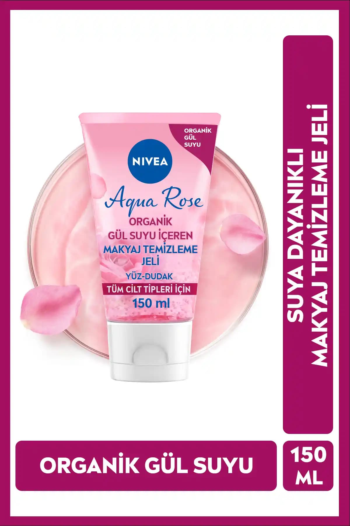 NIVEA Aqua Rose Organik Gül Suyu İçeren Makyaj Temizleme Jeli Doğal ve Hassas Ciltler İçin Güvenilir Bakım