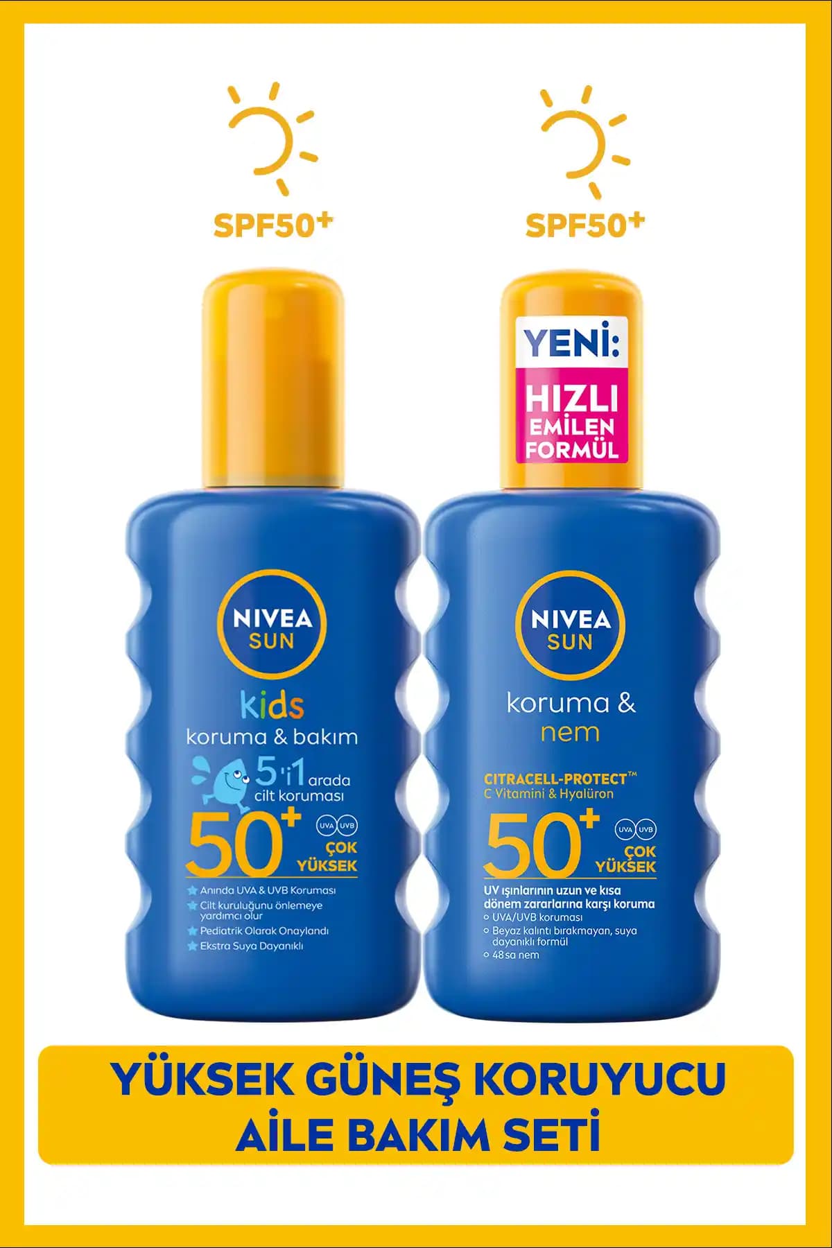 NIVEA SUN SPF50 Yüksek Koruma Sağlayan Güneş Spreyi ve Çocuklar İçin Güvenli Formülü
