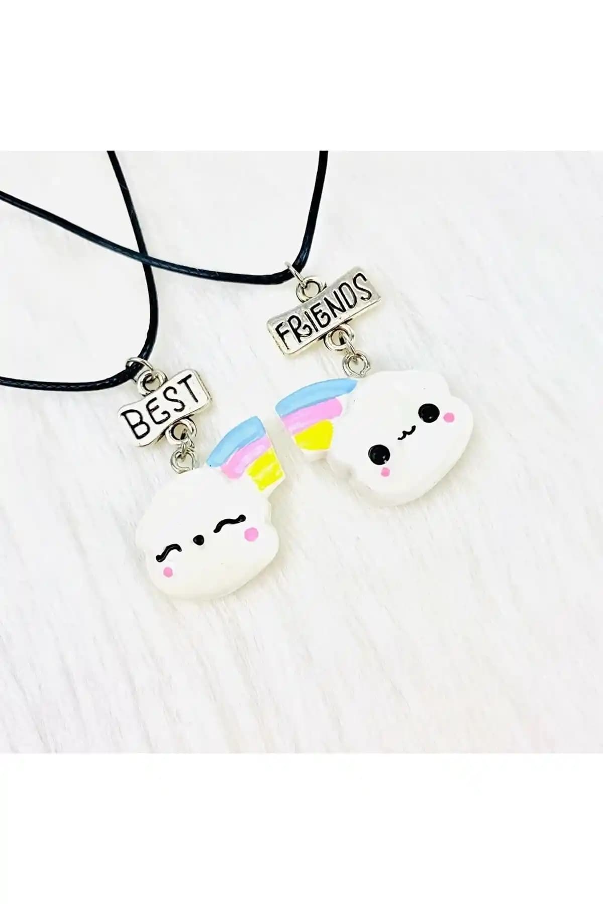 Nossun Gift Renkli Gökkuşağı BFF Kolye: Şık ve Anlam Dolu Arkadaşlık Takısı