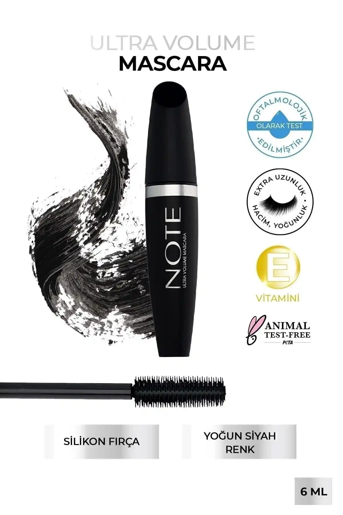 Note Cosmetics Ultra Volume Maskara ile Hacim ve Kıvırma Sağlayan Günlük Makyaj Ürünü