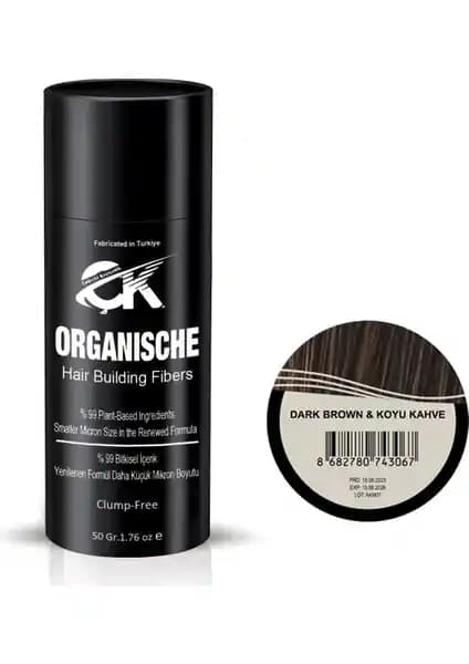 Organik Hair Building Fibers 50 gr Koyu Kahve Saç Tozu Doğal ve Güçlü Saç Dolgunlaştırıcı