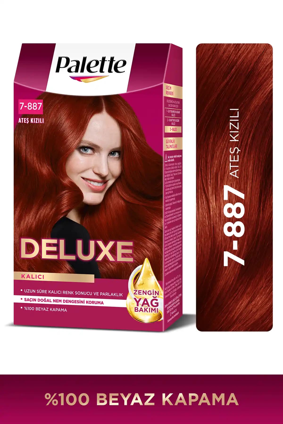 Palette Deluxe 7-887 Ateş Kızılı Saç Boyası Kalıcılık ve Parlaklık Sağlayan Ürün
