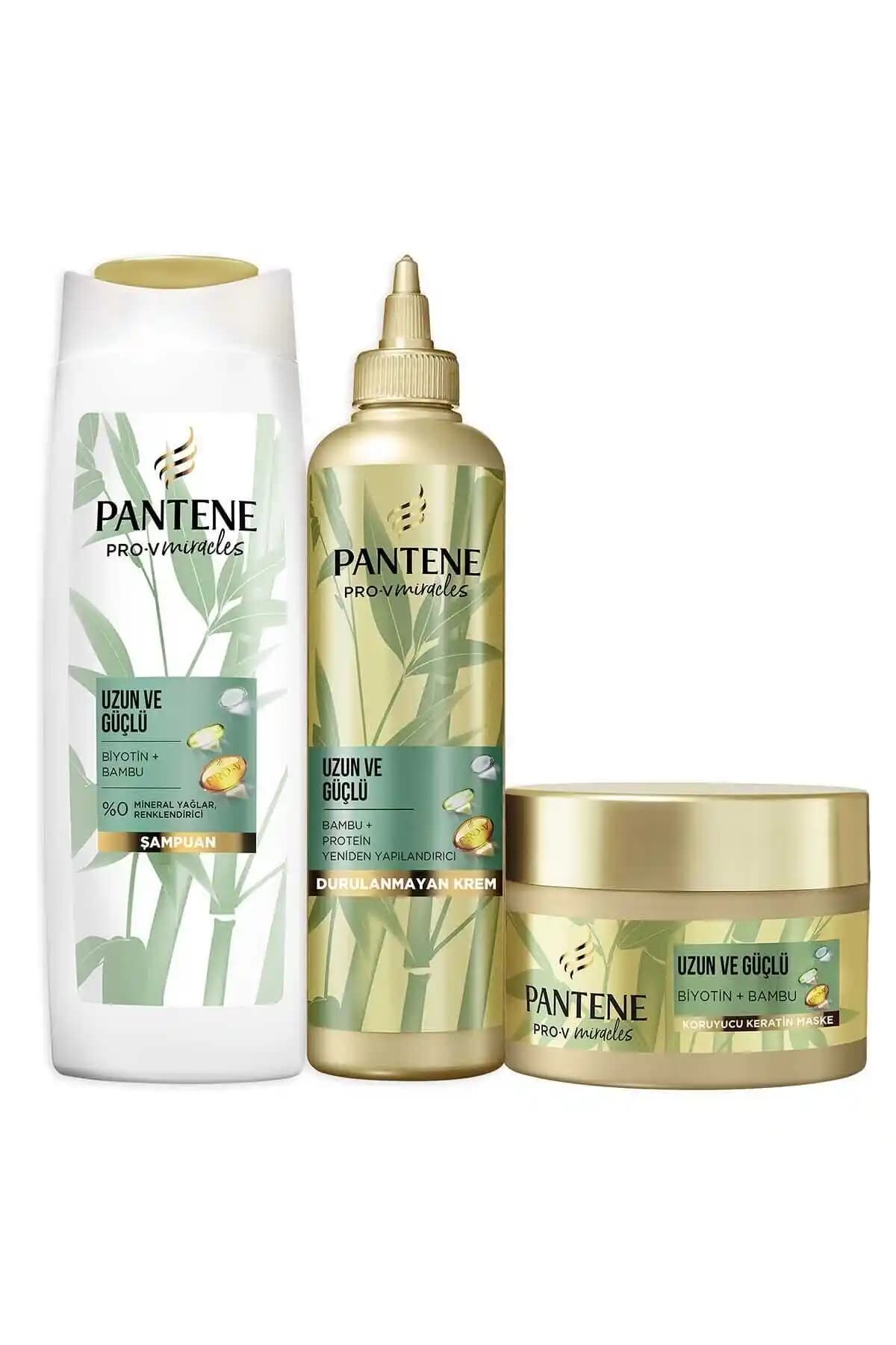 Pantene Uzun ve Güçlü Saçlar İçin Bambu ve Protein İçeriğiyle Gelişmiş Bakım Seti