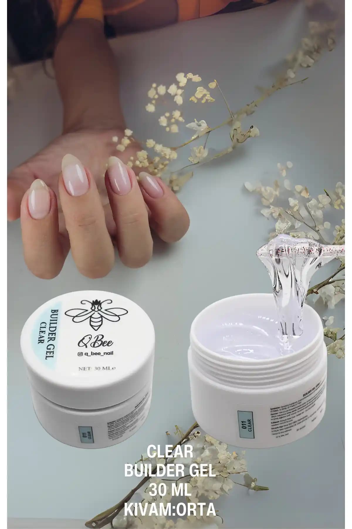 QBEE PROFESSIONAL 30ml Protez Tırnak Jeli Builder Gel ile Güçlü ve Estetik Tırnaklar