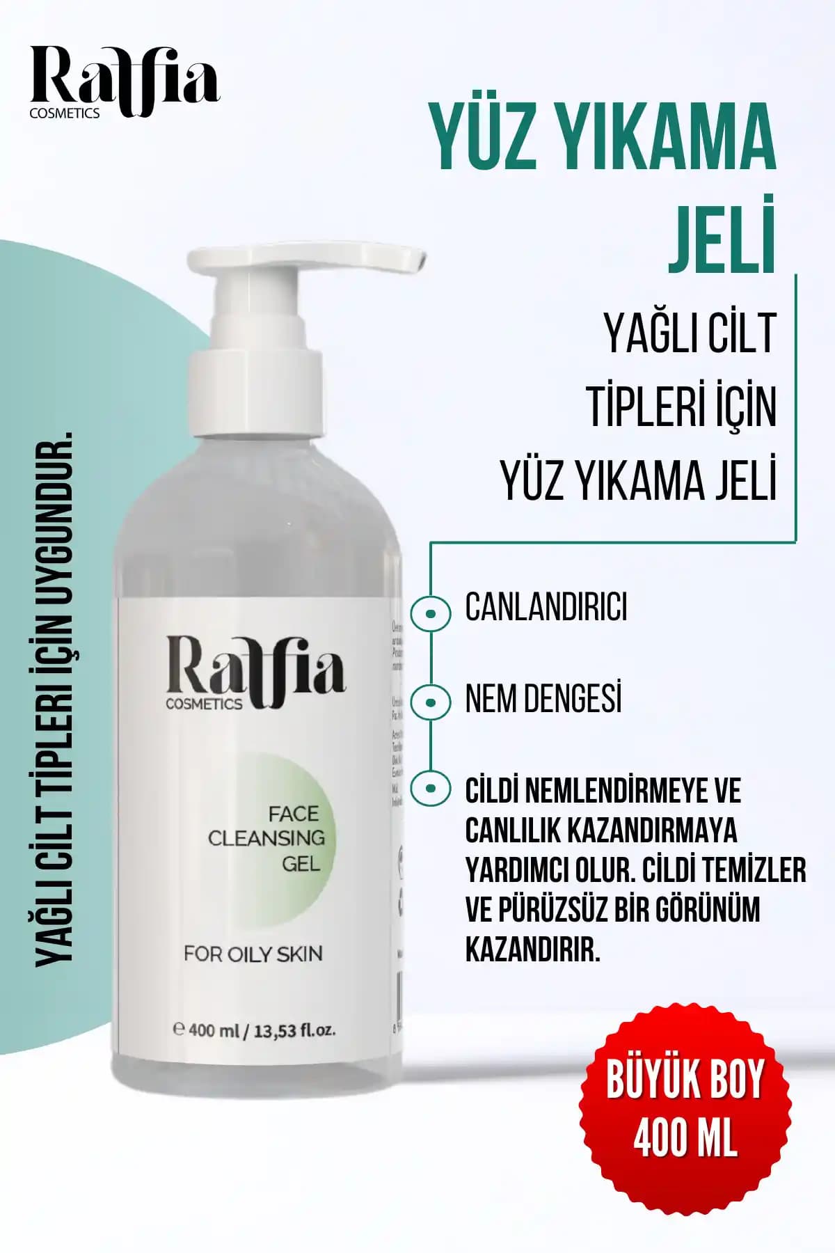 Raffia Cosmetics Yüz Temizleme Jeli Yağlı ve Akneye Eğilimli Ciltler İçin Etkili Temizlik Ürünü