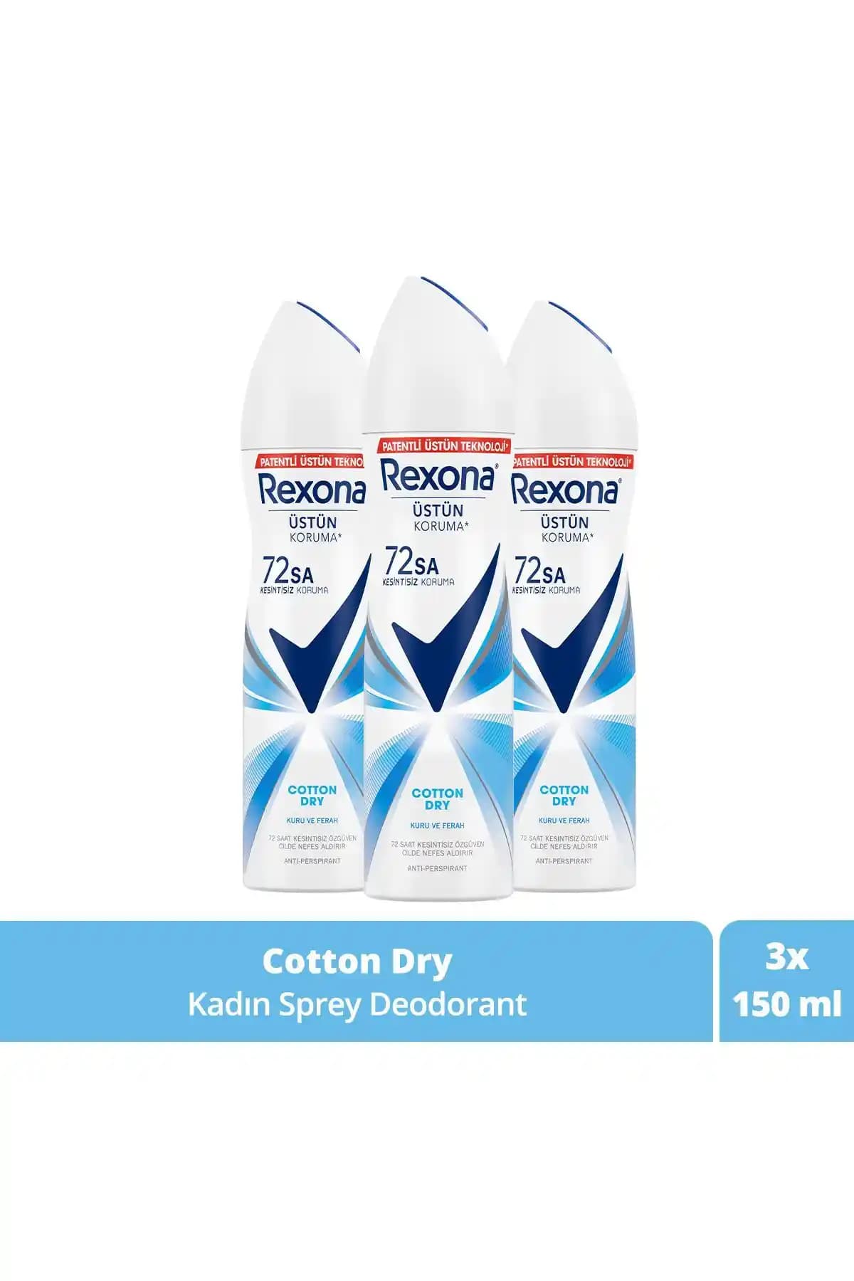 Rexona Kadın Sprey Deodorant Cotton Dry Gün Boyu Ferahlık ve Güvenle Kullanım