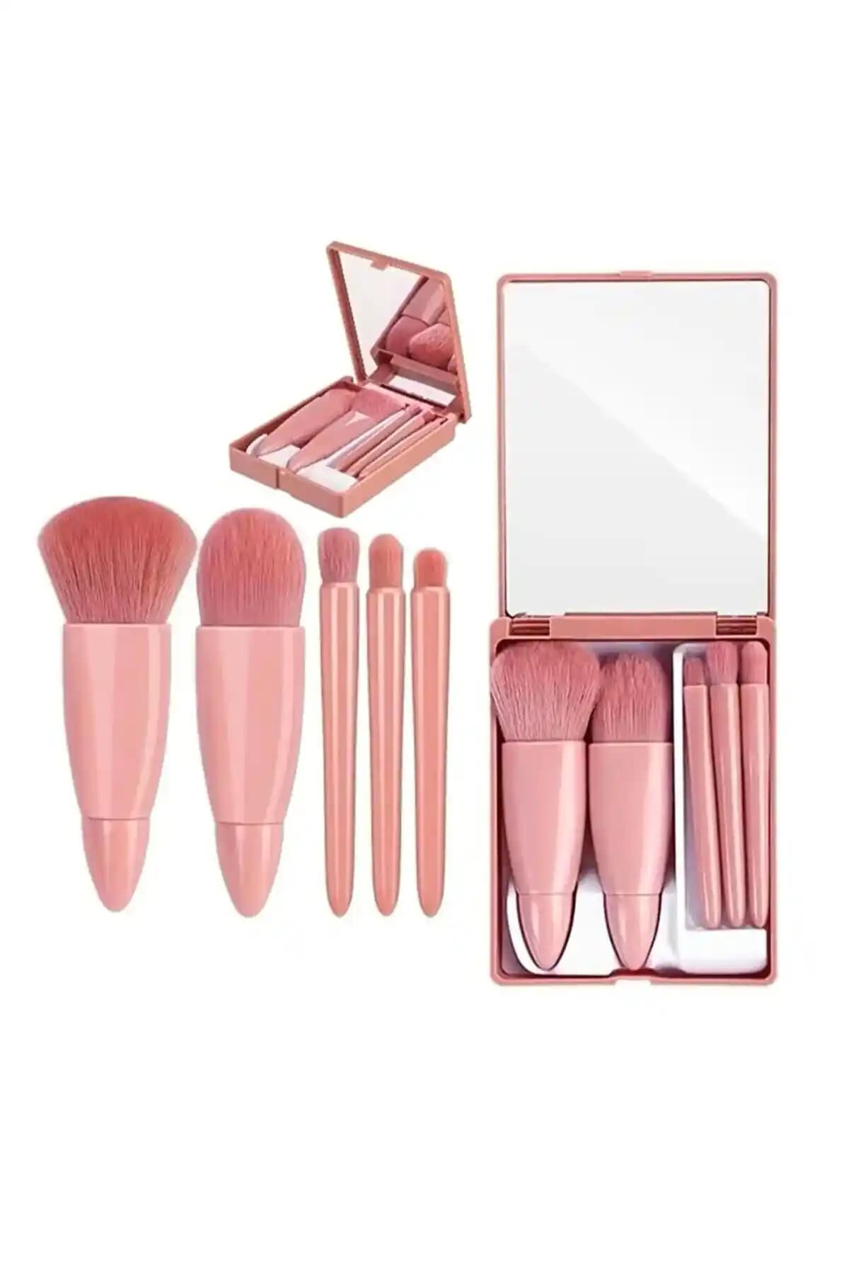 Roesıa Rose Cosmetics Lüks 5'li Aynalı Makyaj Fırça Seti Profesyonel Sonuçlar İçin