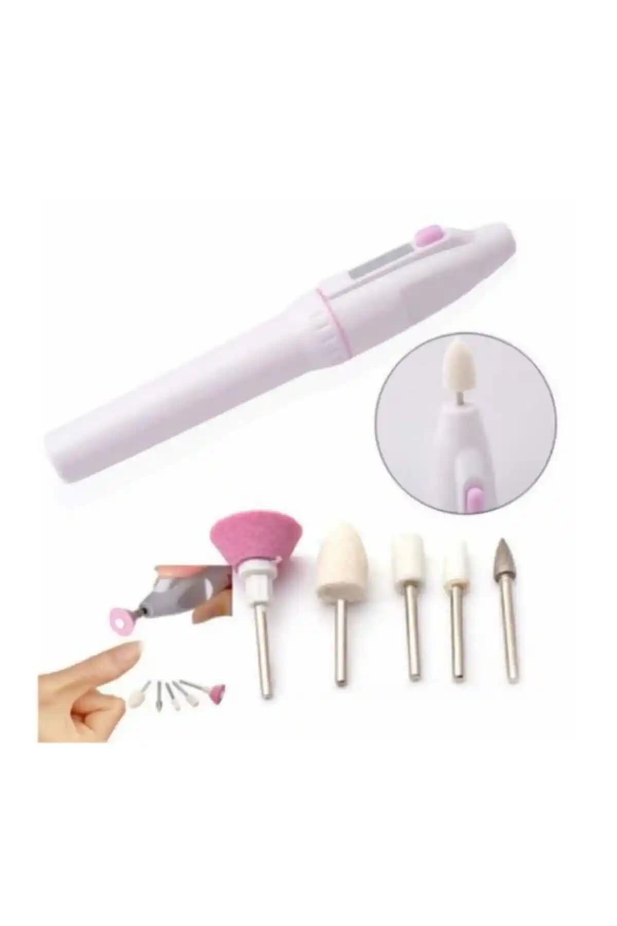 Roesıe Rose 5 Başlıklı Pilli Tırnak Bakım Cihazı Evde Profesyonel Manikür ve Pedikür