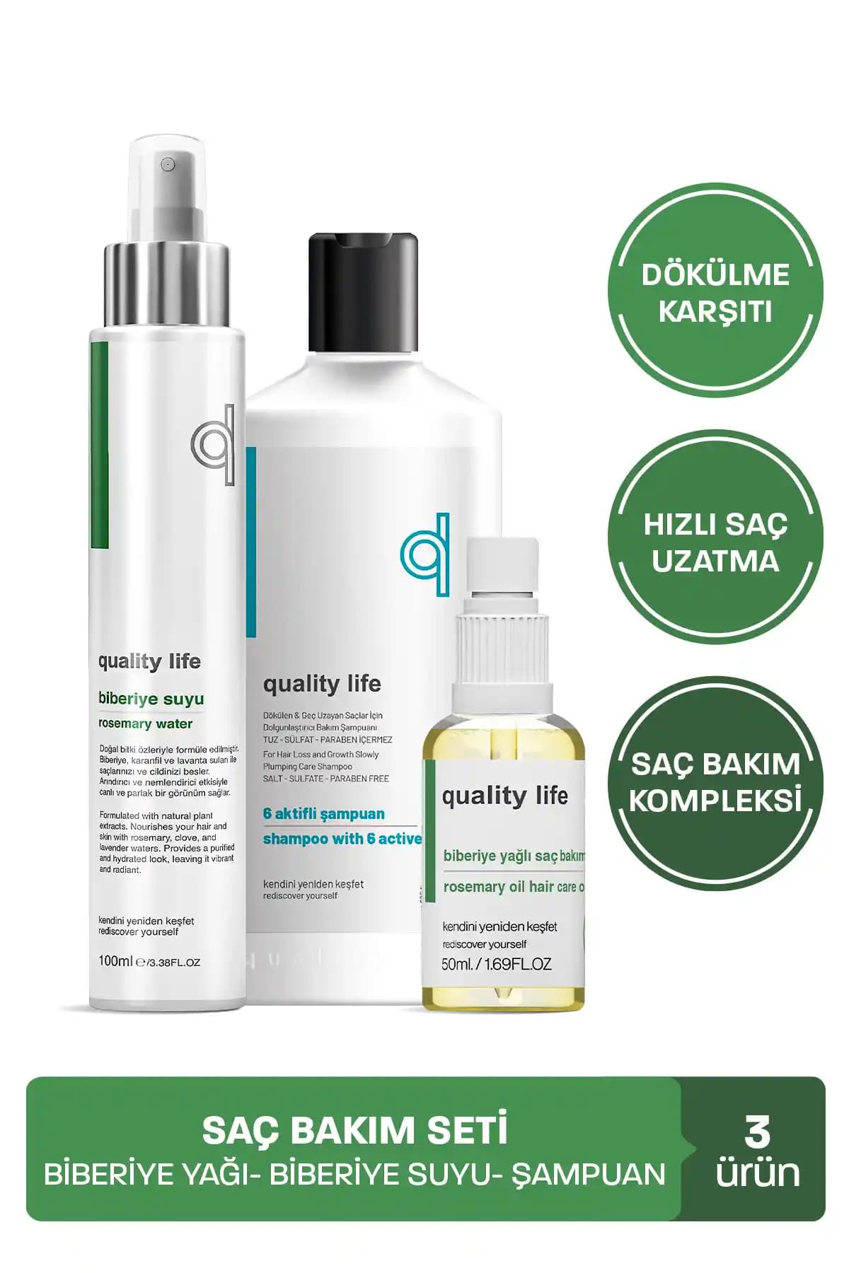 Saç Dökülmesine Karşı Doğal Biberiye Seti ile Saçlarınızı Güçlendirin ve Hızla Uzatın