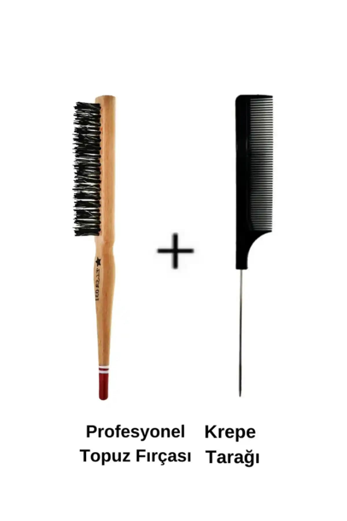 Saç Şekillendirme ve Bakımında Kullanılan Profesyonel Topuz Fırçası ve Krepe Şiş Tarak Seti