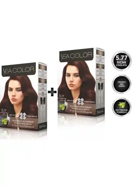 Sea Color Sıcak Çikolata Krem Saç Boyası Seti Doğal ve Parlak Renk İçin Güvenilir Tercih