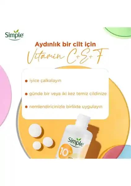 Simple Booster Serum %10 C+F+E Vitamini ile genç ve sağlıklı cilt için etkili bakım çözümü